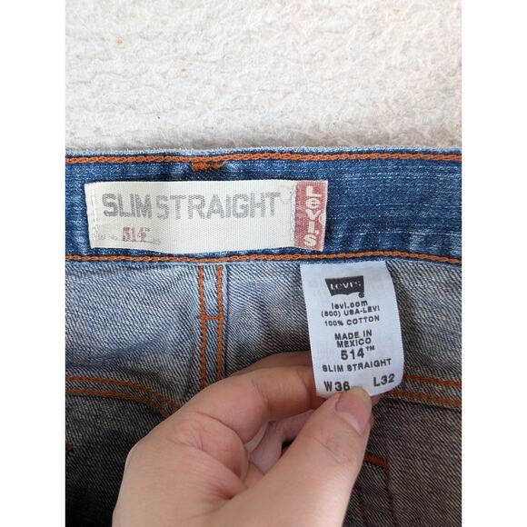 Vintage Levis 514 Jeans Mens 36x32 Blue Straight Fit Stretch 5 Pocket Faded - Picture 16 of 16